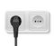 Realistic Vector 3d Black Plug Inserted in a Wall Socket Icon Closeup Isolated on White Background. Design Template of