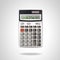 Realistic vector aluminum calculator on white background.