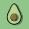 Realistic vector avocados. Cut avocado isolated on green background