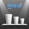 Realistic Vector Coffee Cup Takeout Template Set. White Paper