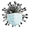 Realistic vector. Corona virus in mask. Isolated white background.