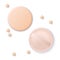 Realistic vector foundation cushion and sponge for beautiful makeup. Decorative cosmetic beige pearl make up powder.