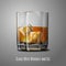 Realistic Vector glass with smokey Scotch Whiskey