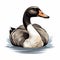Realistic Vector Goose Swimming In Water - Charming Animal Portrait