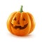 Realistic vector Halloween pumpkin. Happy face on white background