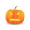 Realistic vector halloween scary carved pumpkin on white background.