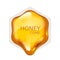 Realistic vector honey drop. Hexagon on white background