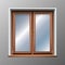 Realistic vector icon illustration of wooden framed window. Isolated