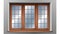 Realistic vector icon illustration of wooden framed window. Isolated