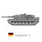 Realistic vector icon of the main battle tank of the Bundeswehr Leopard 2. Side view