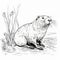 Realistic Vector Illustration Of A Beaver By A Stream