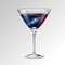 Realistic vector illustration of cocktail cosmopolitan glass with space background inside