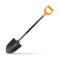 Realistic vector illustration garden spade with orange handle.