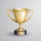 Realistic vector illustration of golden championship trophy, cup