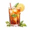 Realistic Vector Illustration Of Iced Mint Tea Cocktail