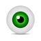 Realistic vector illustration icon 3d round image green eyeball. Green Eye isolated on white background. Vector Illustration.