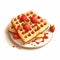 Realistic Vector Illustration Of Waffle With Strawberries And Syrup
