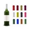Realistic vector layout of a wine bottle and a wine collection of plastic bottle caps of different colors.