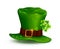 Realistic vector Leprechauns green hat on white background