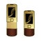 Realistic vector luxurious and glamorous golden mobile phone. Elegant mobile handset gold plating. Combination of precious metals