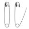 Realistic vector open and closed sewing safety pin.