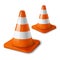 Realistic vector - orange road cones with stripes