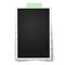 Realistic vector photo frame with retro figured edges on piece of green sticky, adhesive tape placed vertically on white