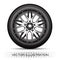 Realistic vector silver black alloy car wheel tire style sport on white background