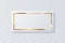 Realistic vector sparkling shiny glowing golden rectangle on white button isolated on abstract chinese traditional