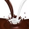 Realistic vector splashes. Milk and chocolate flows isolated on white background