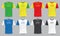 Realistic vector T-Shirt sport front view collection set with text on grey background