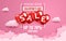 Realistic vector template of Valentine`s Day sale background with balloons hearts icon. Romantic composition of frame and banner