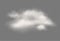 Realistic vector transparent isolated cloud. Cloudy fluffy sky illustration. Storm, rain cloud effects