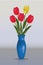 Realistic vector tulips in vase.
