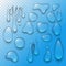 Realistic vector water splash drops liquid transparent