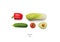Realistic Vegetables Set Of Avocado, Onion, Tomato, Pepper And Chinese Cabbage