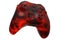 Realistic video game joystick with lava pattern on white background