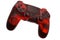 Realistic video game joystick with lava pattern on white background