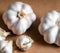 Realistic view of garlic bulbs
