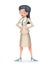Realistic Vintage Businesswoman 3d Character Icon isolated Retro Cartoon Design Vector Illustration
