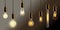 Realistic vintage incandescent bulb lamp on wire