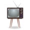Realistic vintage TV over white