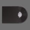 Realistic vinyl record in sleeve. Black blank mock up isolated on grey background