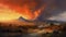 Realistic Volcano Painting Of Grand Desert Scene