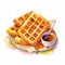 Realistic Waffles With Sauce Watercolor Illustrations