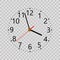 Realistic wall clock on transparent background. Vector.