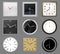 Realistic wall clocks. Round and square clocks face, 3d classic silver, gold wall clocks, analog time watch. Modern wall