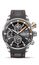 Realistic watch clock chronograph dark grey orange  rubber strap dial design for men fashion on white background vector