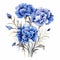 Realistic Watercolor Blue Carnation Arrangement Clipart