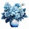 Realistic Watercolor Blue Flower Bouquet In Vase Clipart